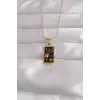 316L Çelik Gold Renk Siyah Mineli Yıldız Figür Tarot Kolye