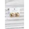 316L Çelik Gold Renk Top Model Kadın Küpe