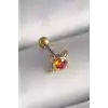 316L Çelik Gold Renk Turuncu Zirkon Taşlı Tragus Piercing