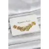 316L Çelik Gold Renk Yonca Küpe Seti