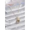 316L Çelik Gold Renk Zirkon Taşlı Ay Yıldız  Model Charm Model Kadın Kolye