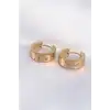 316L Çelik Gold Renk Zirkon Taşlı Minimal Model Halka Küpe