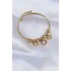 316L Çelik Gold Renk Zirkon Taşlı Model Charm Bileklik