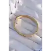316L Çelik Gold Renk Zirkon Taşlı Model Kelepçe
