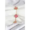 316L Çelik Gold Zincir Pembe Yonca Renk Bileklik