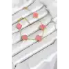 316L Çelik Gold Zincir Pembe Yonca Renk Bileklik