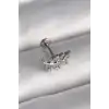 316L Çelik Gümüş Renk Dal Model Zirkon Taş Detaylı Tragus Piercing