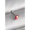 316L Çelik Gümüş Renk Kırmızı Mineli Kalp Tragus Piercing