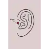 316L Çelik Gümüş Renk Kırmızı Mineli Kalp Tragus Piercing