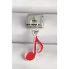 316L Çelik Gümüş Renk Kırmızı Müzik Nota Model Nomination Charm