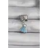 316L Çelik Gümüş Renk Mavi Renk Sallantı Elbise Model Nomination Charm