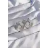 316L Çelik Gümüş Renk Oval Çizgili Plaka Küpe
