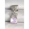 316L Çelik Gümüş Renk Pembe Zirkon Taşlı Çanta Model Nomination Charm