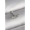 316L Çelik Gümüş Renk Zirkon Taşlı Çiçek Tragus Piercing