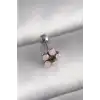 316L Çelik Gümüş Renk Zirkon Taşlı Çiçek Tragus Piercing