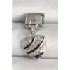 316L Çelik Gümüş Renk Zirkon Taşlı Kalp Model Nomination Charm