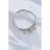 316L Çelik Gümüş Renk Zirkon Taşlı Model Charm Bileklik