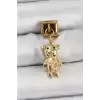 316L Çelik Sallantılı Zirkon Taşlı Ayıcık Model Gold Renk Nomination Charm