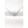 316L Çelik Silver Renk Zirkon Taşlı Kalpli Kanat Kolye