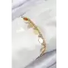 316L Çelik Sıralı Pul Model Gold Renk Kadın Bileklik