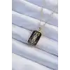 316L Çelik Zincir Altın Renk Siyah Mineli Tarot Kolye