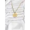 316L Çelik Zincir Gold Renk Yonca Model 60 cm Kadın Kolye