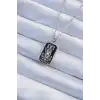 316L Çelik Zincir Gümüş Renk Siyah Mineli Tarot Kolye