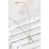 316L Çelik Zirkon Taşlı Kalp Model Gold Renk Kadın Kolye