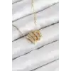316L Çelik Zirkon Taşlı Sarmal Model Gold Renk Kadın Kolye