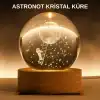 3d Astronot Kristal Küre Gece Lambası Usb Ahşap Standlı Dekoratif Işık