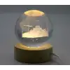 3d Kristal Cam Küre Ahşap Soketli İstanbul Temalı Led Lamba Aalk2574