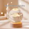3d Yağmur Bulutu Desenli Kristal Top Usb Gece Lambası Ahşap Tabanlı Dekoratif Lamba