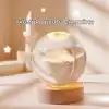 3D Yağmur Bulutu Desenli Kristal Top USB Gece Lambası Ahşap Tabanlı Dekoratif Lamba
