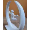 3D Zen Heykeli Modern Ay Tasarımlı Meditasyon Biblosu