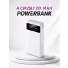 4 Çıkışlı 20.000 MAH Powerbank Taşınabilir Çoklu Giriş