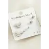 6 Adet Ayıcık Taşlı Çelik Küpe