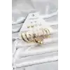 6 Çift Kadın Küpe Seti Gold Renk