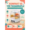 Tek Tuşla Kullanılan Şeffaf Kapaklı Bakliyat Saklama Kabı 6 Bölmeli Döner Hazneli