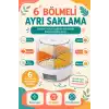 Tek Tuşla Kullanılan Şeffaf Kapaklı Bakliyat Saklama Kabı 6 Bölmeli Döner Hazneli