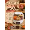 Pirinç Mercimek Makarna İçin 6 Hazneli Kuru Gıda Saklama Kutusu Dağıtıcı Hazneli