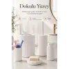 5 Parça Beyaz Banyo Seti Diş Fırçalık Çöp Kovası Sabunluk Sıvı Sabunluk Tuvalet Fırçası