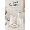 5 Parça Beyaz Banyo Seti Diş Fırçalık Çöp Kovası Sabunluk Sıvı Sabunluk Tuvalet Fırçası