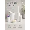 5 Parça Beyaz Banyo Seti Diş Fırçalık Çöp Kovası Sabunluk Sıvı Sabunluk Tuvalet Fırçası