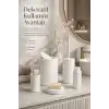 Beyaz Banyo Düzenleyici Set 5 Parça Çöp Kovası Tuvalet Fırçası Sabunluk Fırçalık