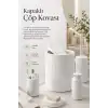 Beyaz Banyo Düzenleyici Set 5 Parça Çöp Kovası Tuvalet Fırçası Sabunluk Fırçalık