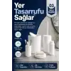 Çizgili Desenli Beyaz 5 Parça Banyo Seti Sıvı Sabunluk Sabunluk ve Diş Fırçalık