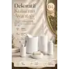 Çizgili Desenli Beyaz 5 Parça Banyo Seti Sıvı Sabunluk Sabunluk ve Diş Fırçalık
