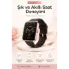 Kablosuz Şarj Destekli Rose Gold Akıllı Saat Dokunmatik Ekranlı Spor Takipli Model