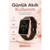 Kablosuz Şarj Destekli Rose Gold Akıllı Saat Dokunmatik Ekranlı Spor Takipli Model