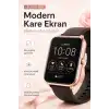 Kablosuz Şarj Destekli Rose Gold Akıllı Saat Dokunmatik Ekranlı Spor Takipli Model